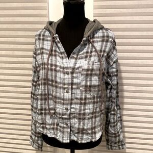 NWT Aeropostale Long Sleeveeve Hooded Plaid Flannel Shirt Sz S
